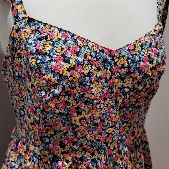 OLD NAVY DITSY FLORAL MINI DRESS   CAMI TANK TOP BOHEMIAN RUFFLE HEM XL PETITE - Picture 7 of 12